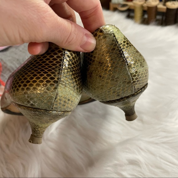 Jimmy Choo Snake-print Leather Kitten Heel - Picture 9 of 11